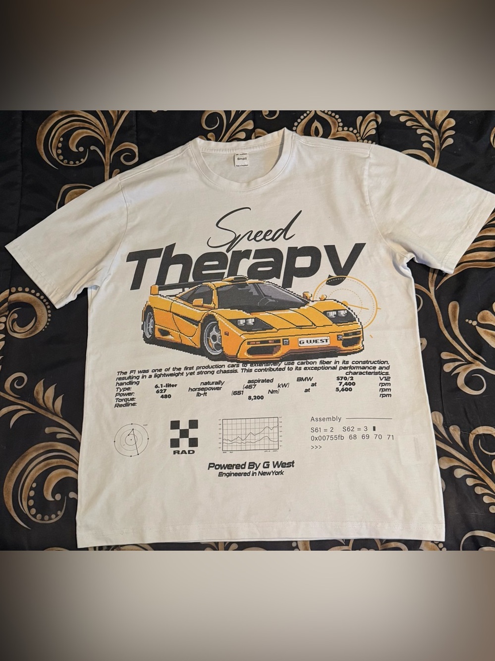 Speed Therapy Graphic Tee by - White with Yellow Graphic